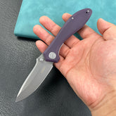 KUBEY KU314 Ruckus Liner Lock Folding Knife Purple G10 Handle 3.31" Bead Blasted AUS-10